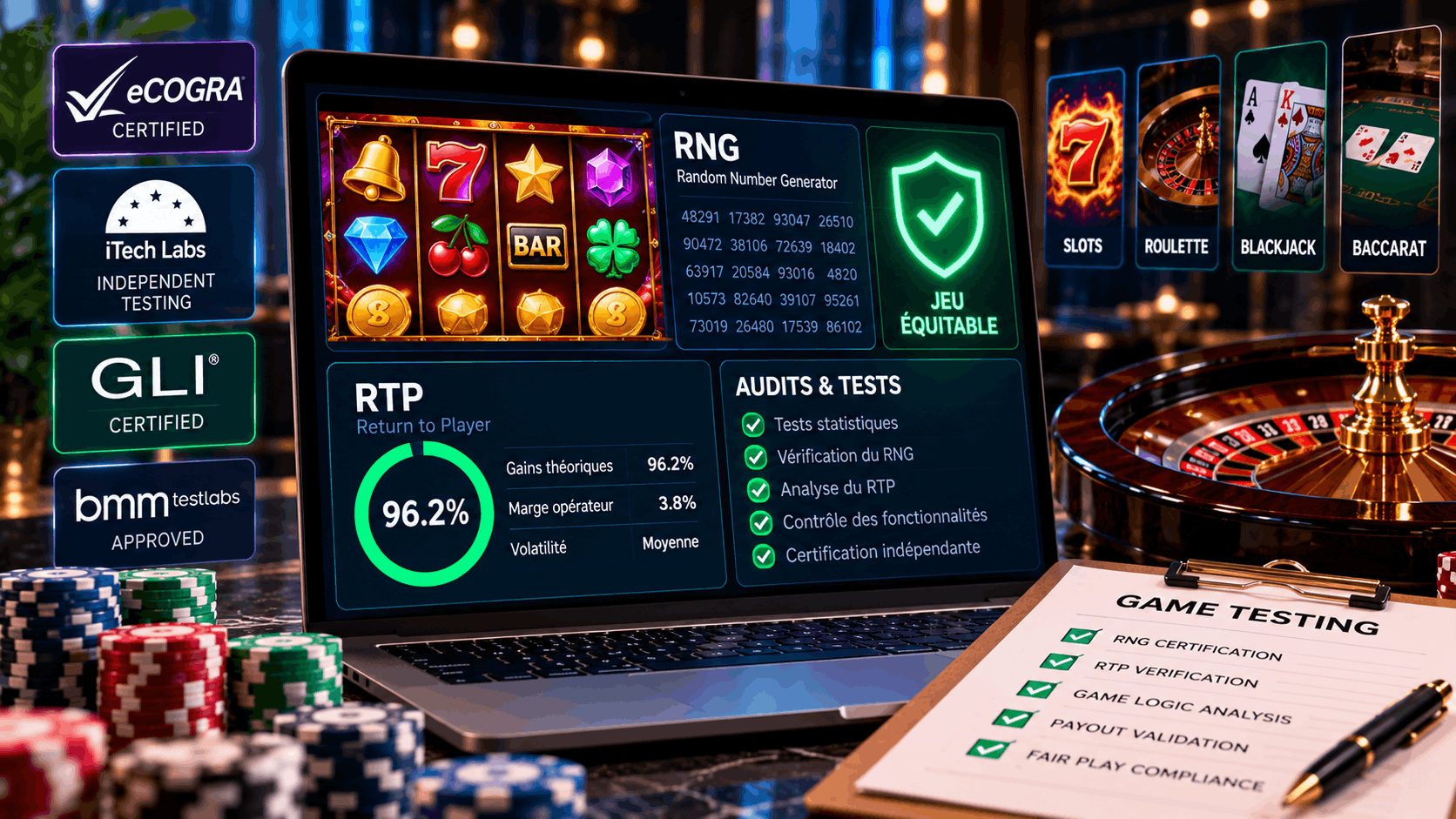 la sécurité et l'équité des jeux en ligne